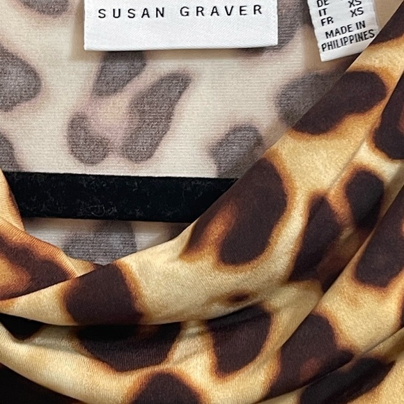 Susan Graver Leopard Print Long Sleeve Cowl Neck Dress - Size XXS - Picture 4 of 8